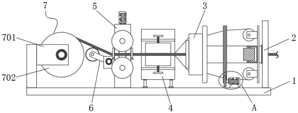 Wire drawing and bundling device for steel wire rope production