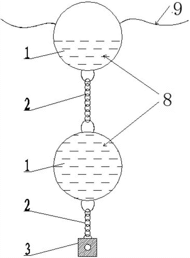 Pendulum bob type multilayer-bag type wave absorber and method