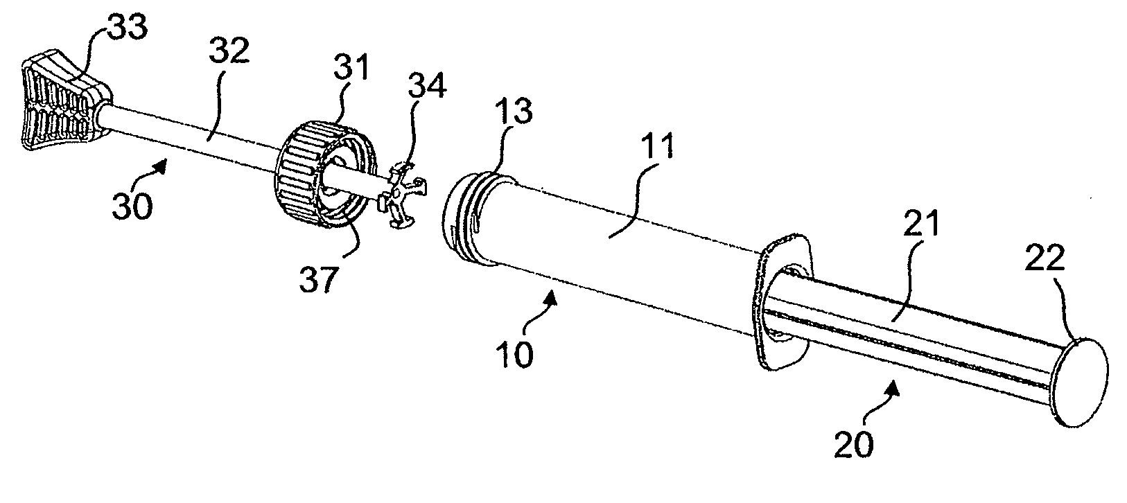 Syringe-like mixing device having a distally operable mixing element