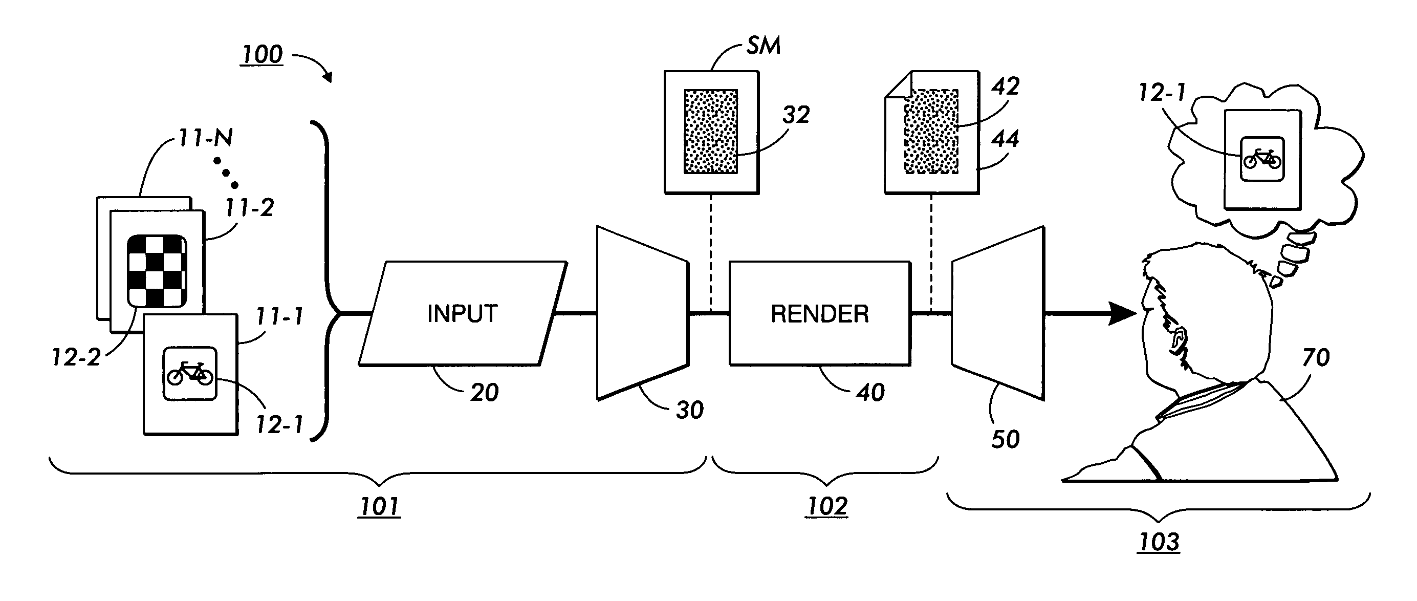 Systems for spectral multiplexing of source images to provide a composite image, for rendering the composite image, and for spectral demultiplexing the composite image to obtain a normalized color image