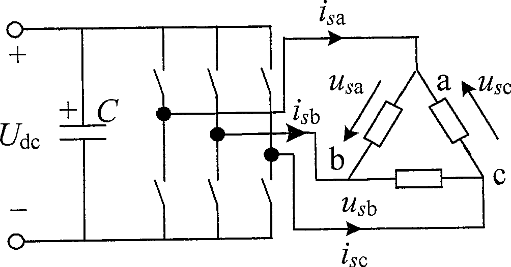 Low-voltage started high-voltage generated three-phase asynchronous motor DC power generation system