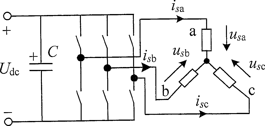 Low-voltage started high-voltage generated three-phase asynchronous motor DC power generation system