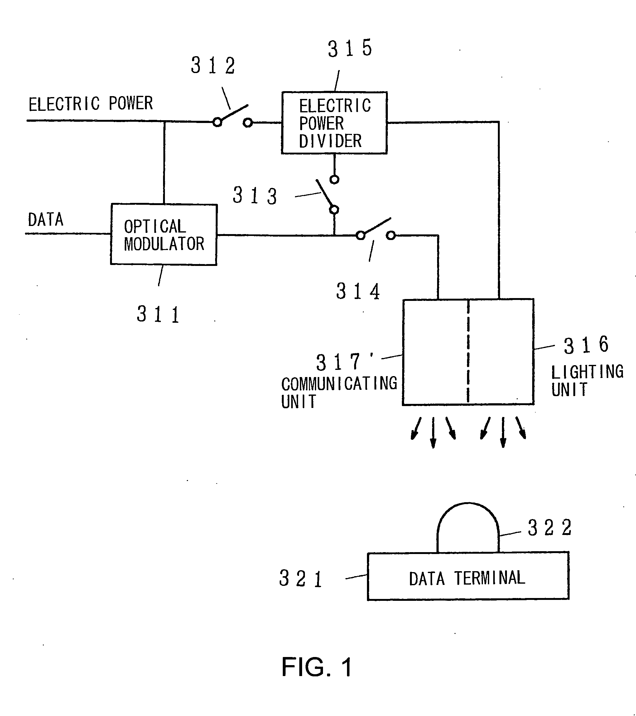 Illuminative light communication device and lighting device