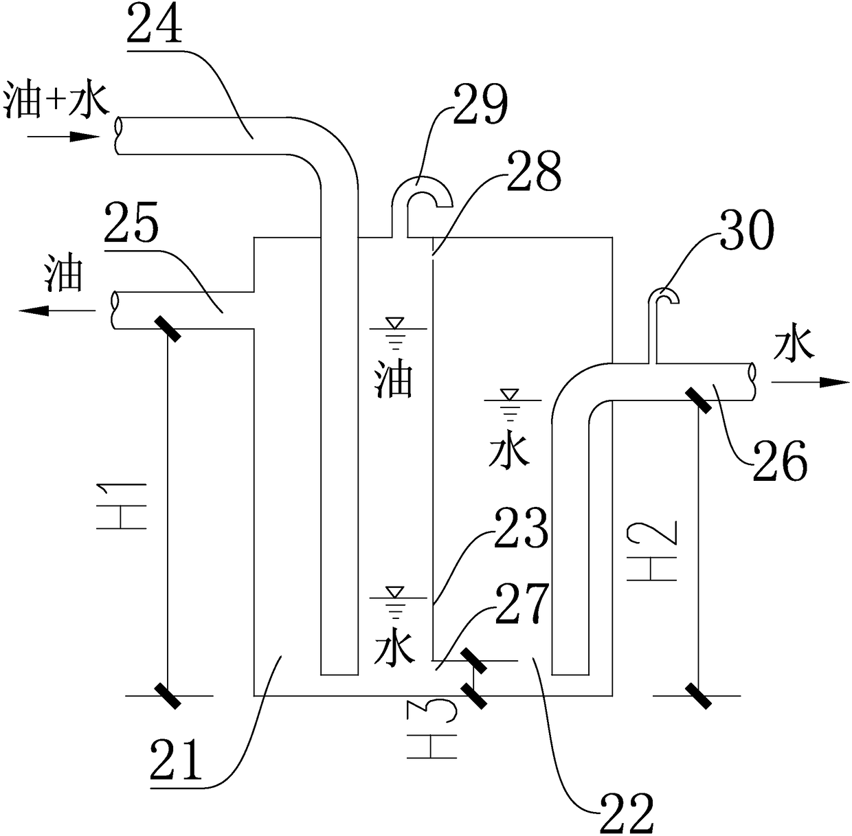 Oil-water separator for offshore wind farm