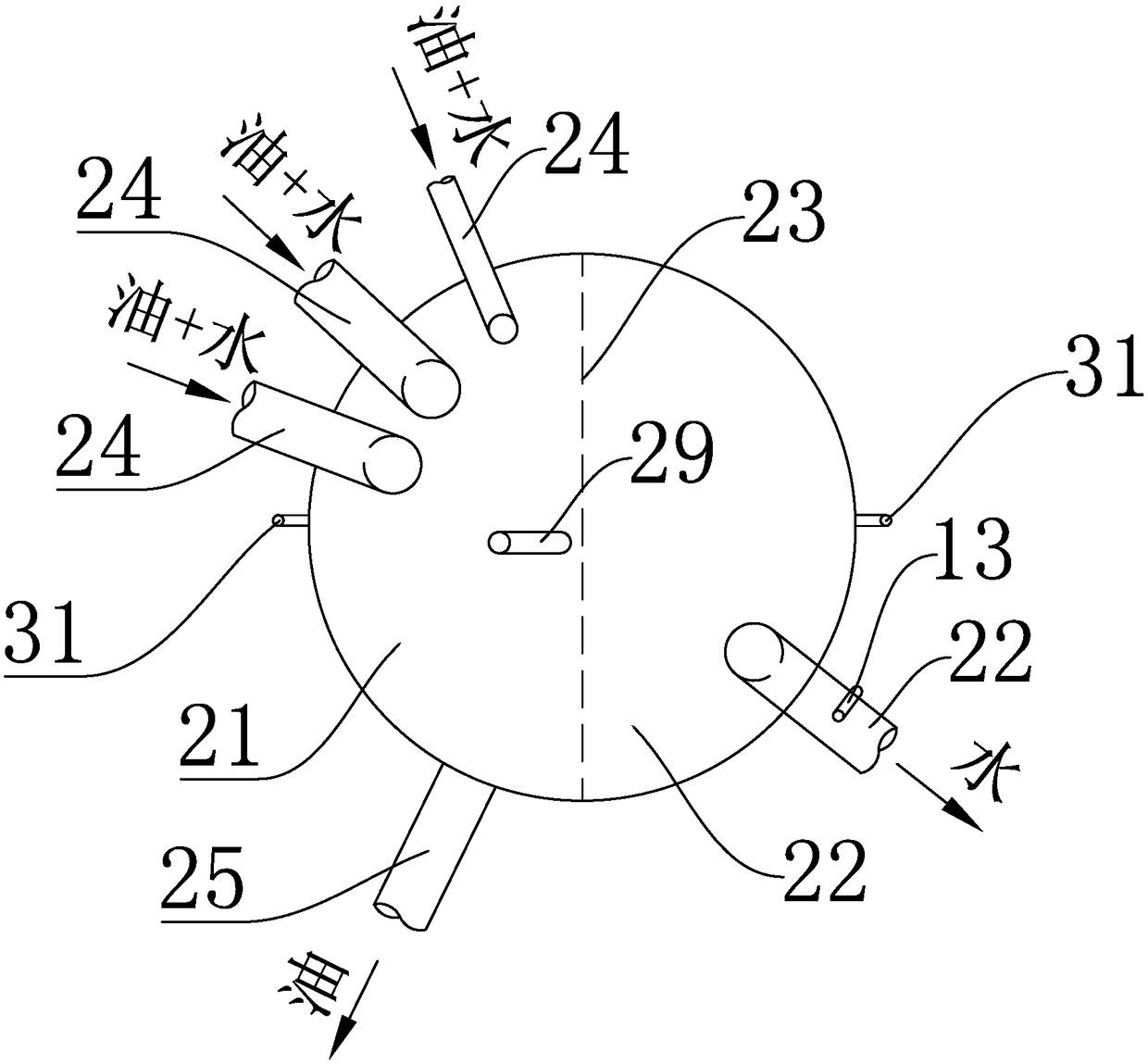 Oil-water separator for offshore wind farm