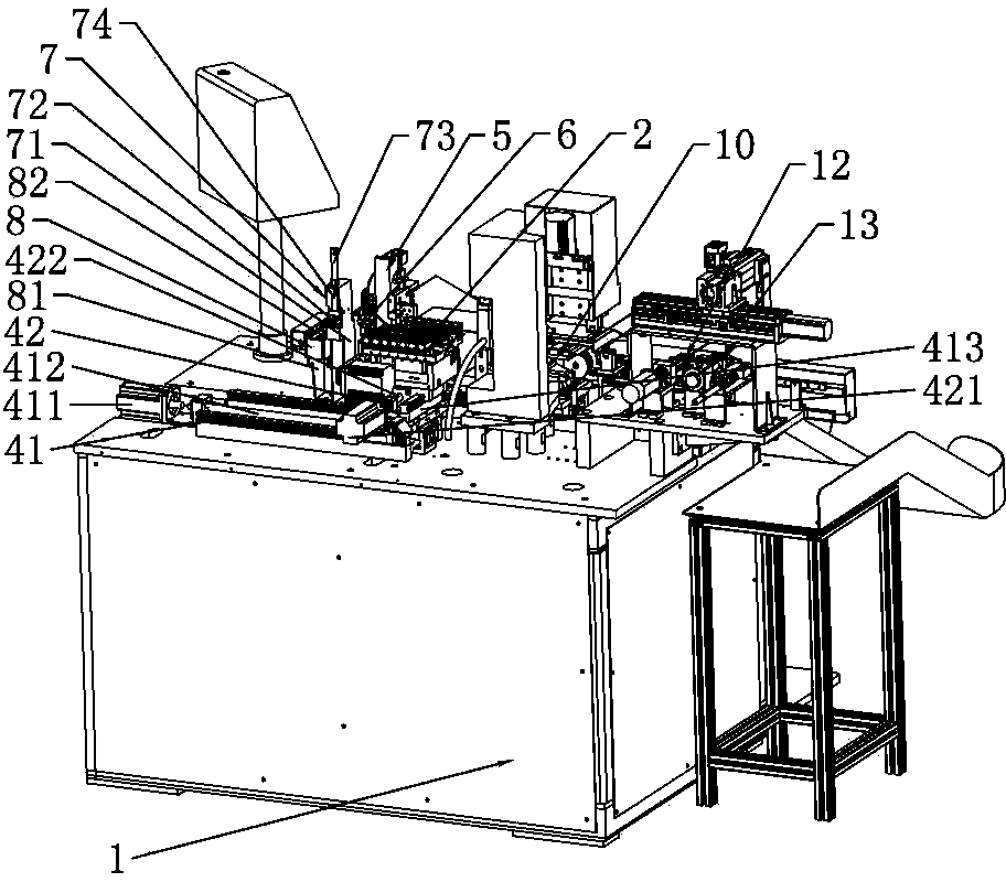 Full-automatic device capable of staining tin, riveting terminal and inserting plastic shell for connecting line