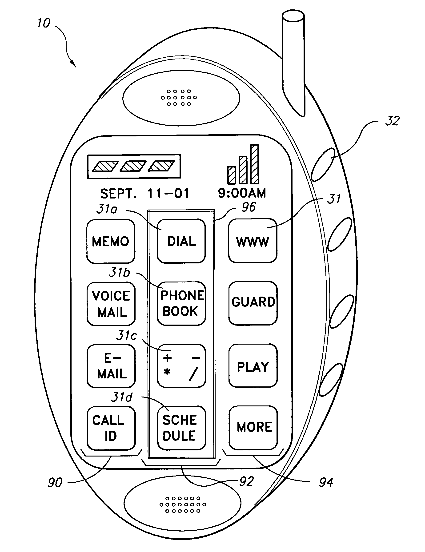 Active keyboard system for handheld electronic devices
