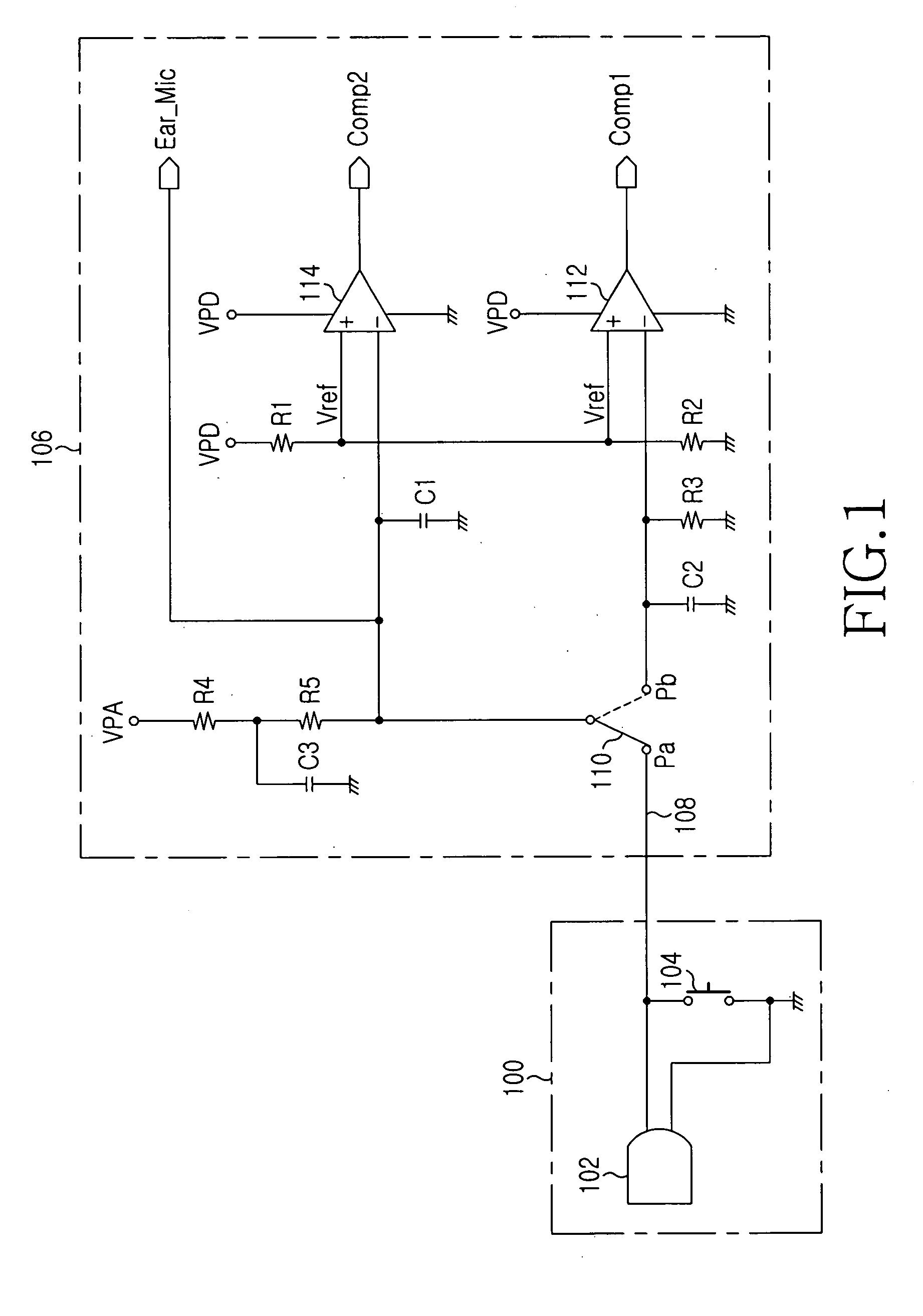 Circuit for supplying ear-microphone bias power for ear/microphone in mobile terminal