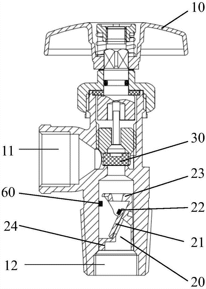 Angle valve and steel cylinder