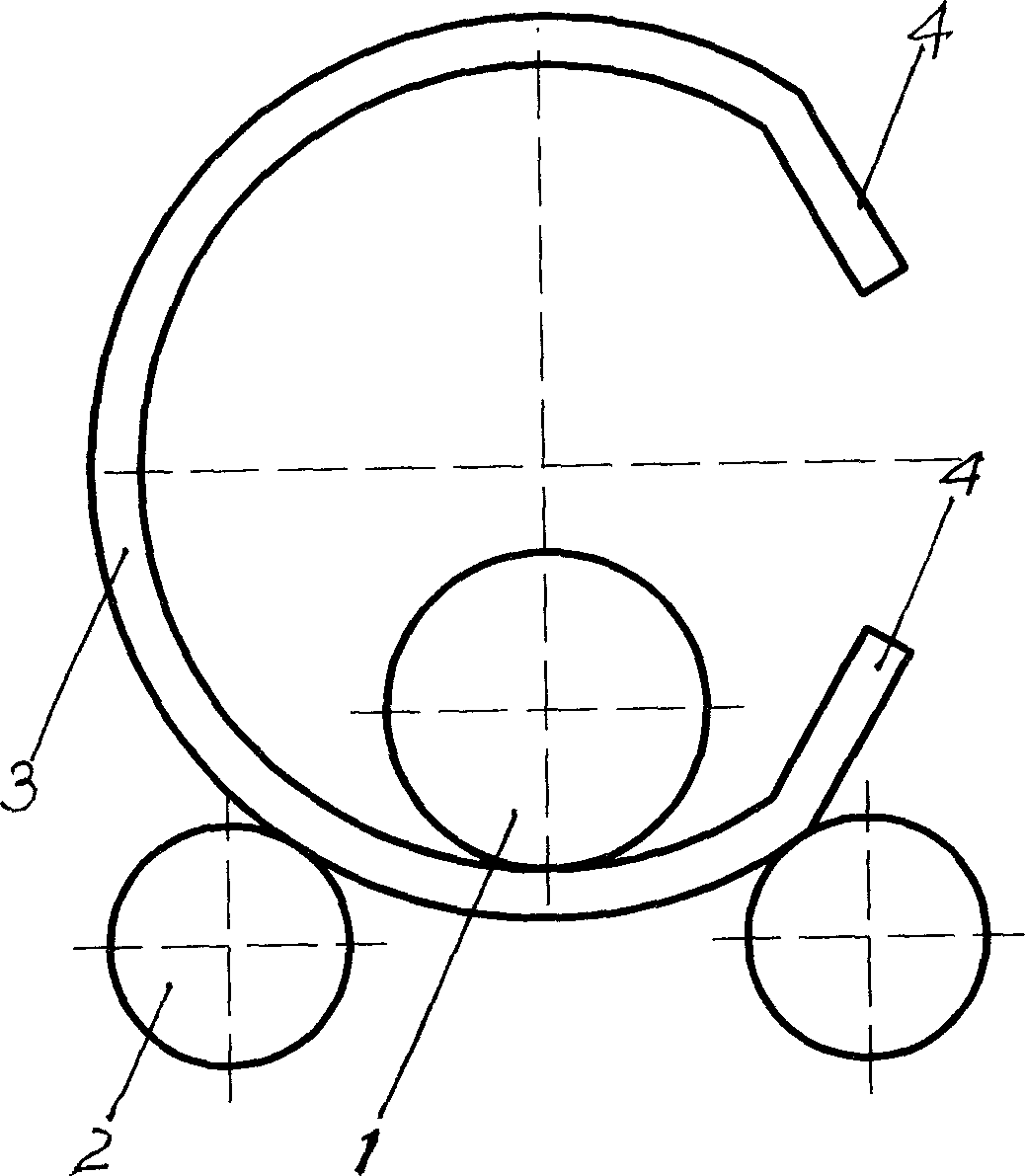 Symmetry type three-roller plate roll barrel no-remain straight flange rolling technique