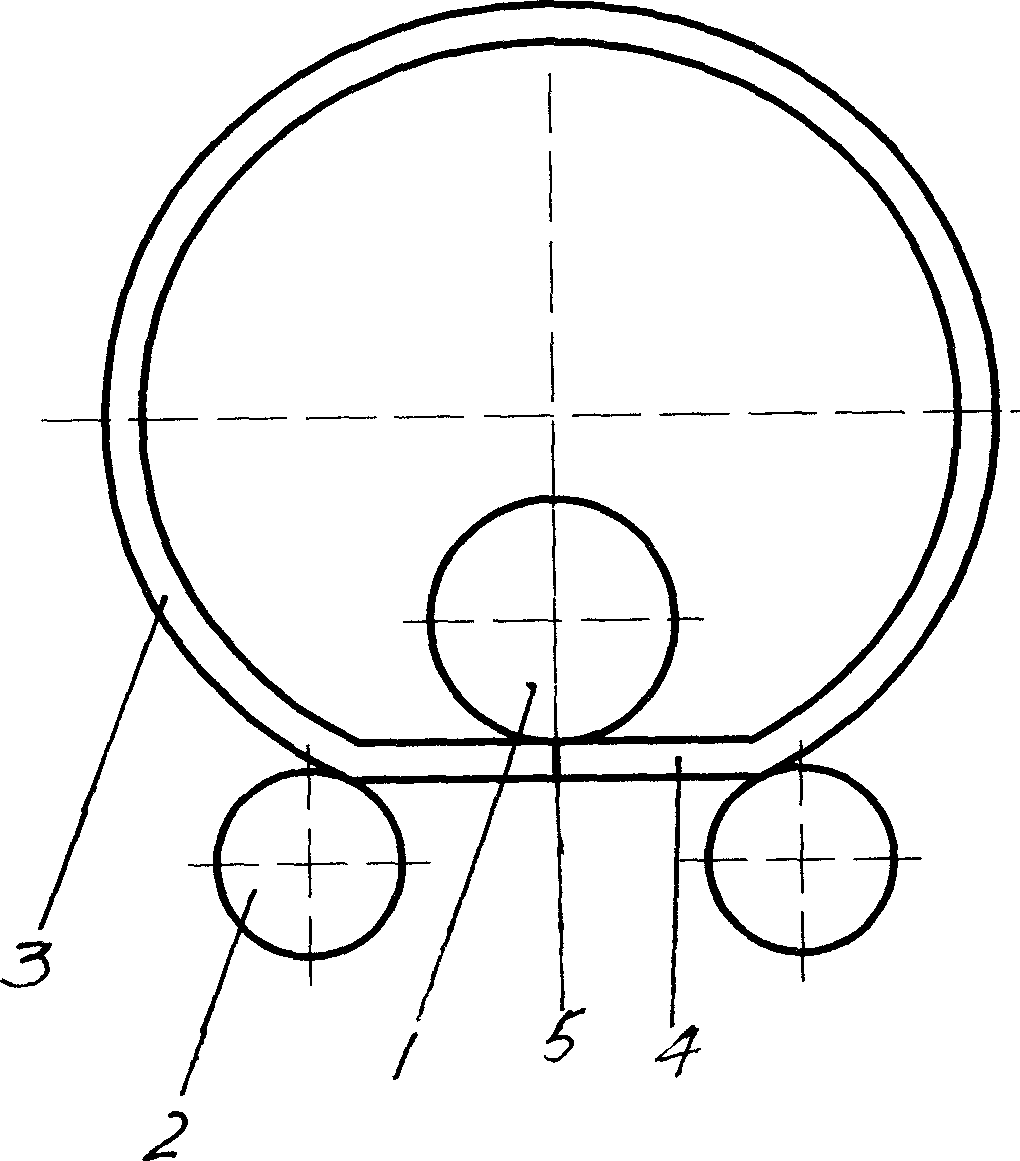 Symmetry type three-roller plate roll barrel no-remain straight flange rolling technique