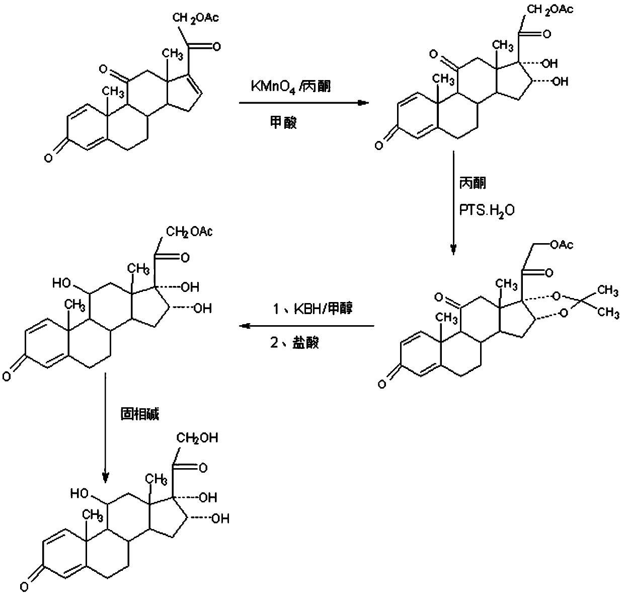Novel preparation method of 16 alpha-hydroxyprednisolone