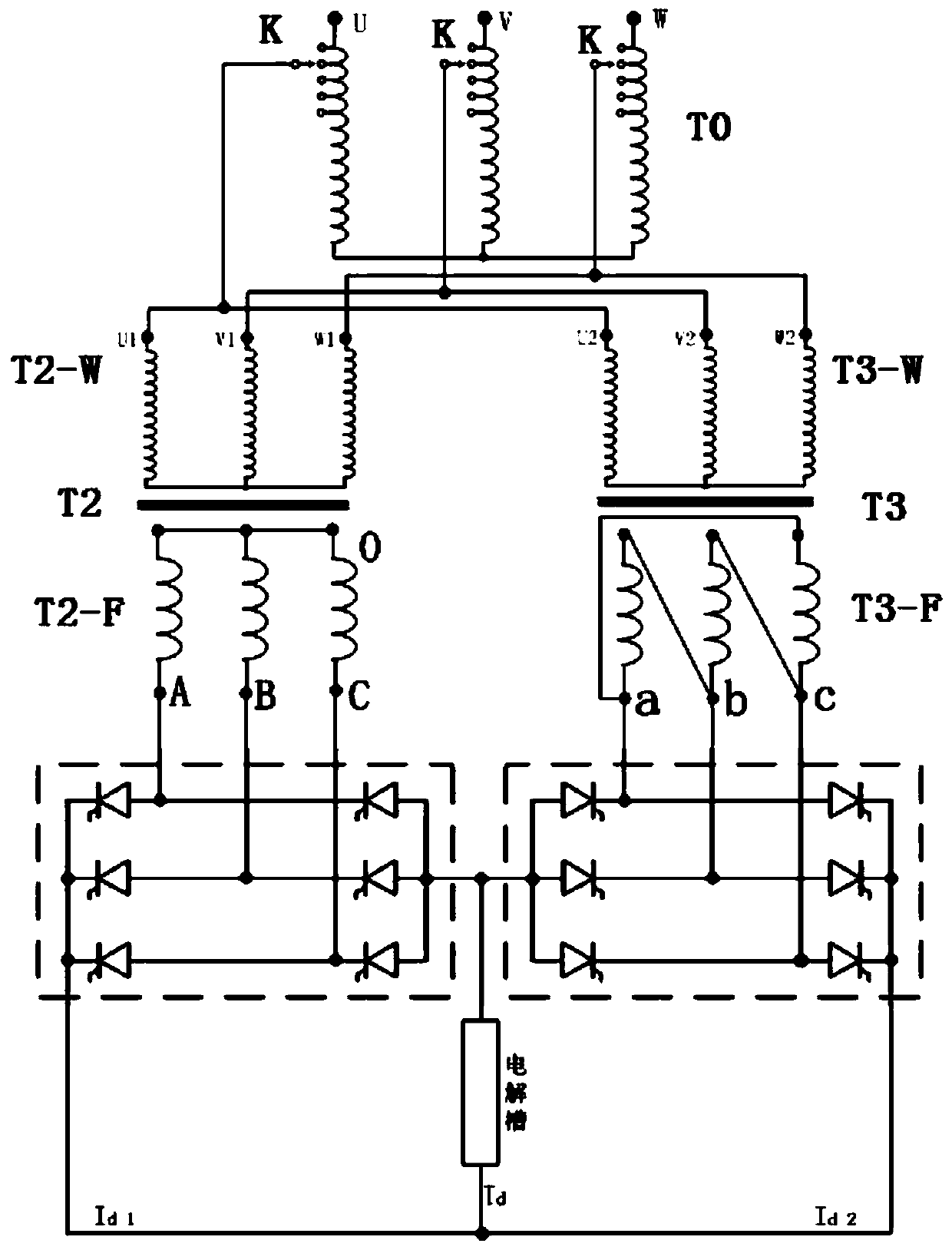 Single 12-pulse rectifier transformer and equivalent multi-phase rectifier unit formed by same