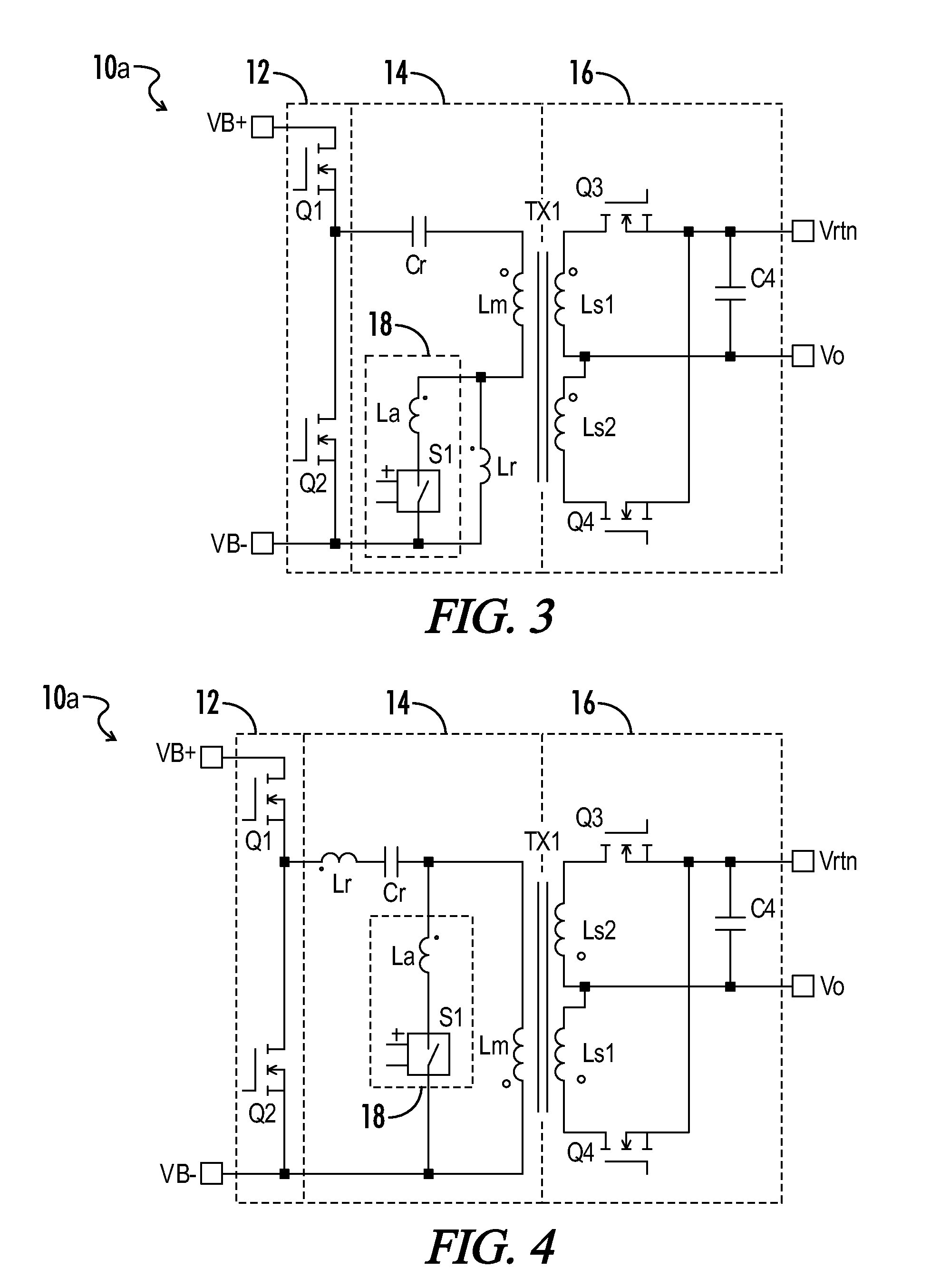 Resonant converter with auxiliary resonant components and holdup time control circuitry