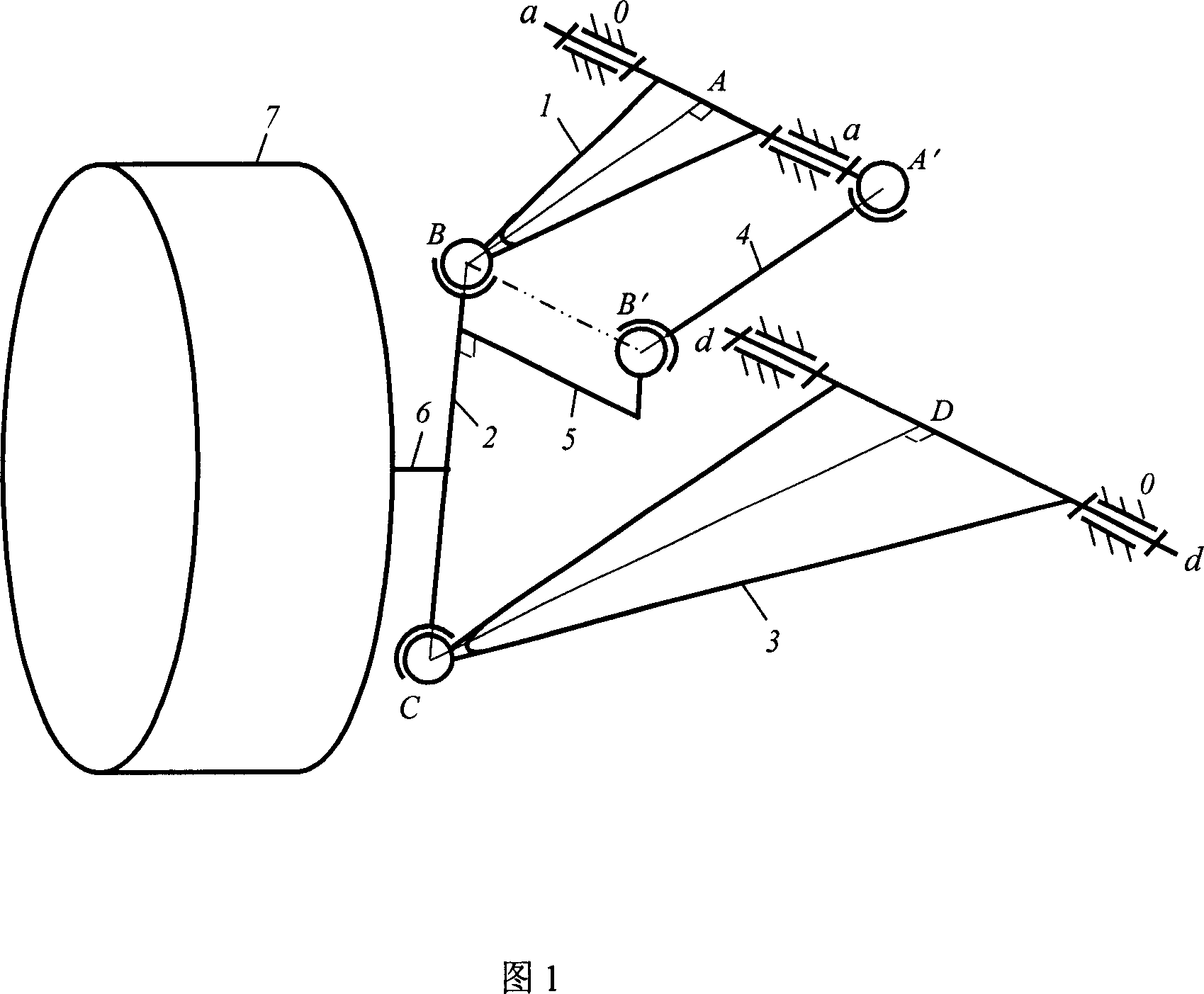 Double cross arm suspension guiding mechanism of non-steering wheel