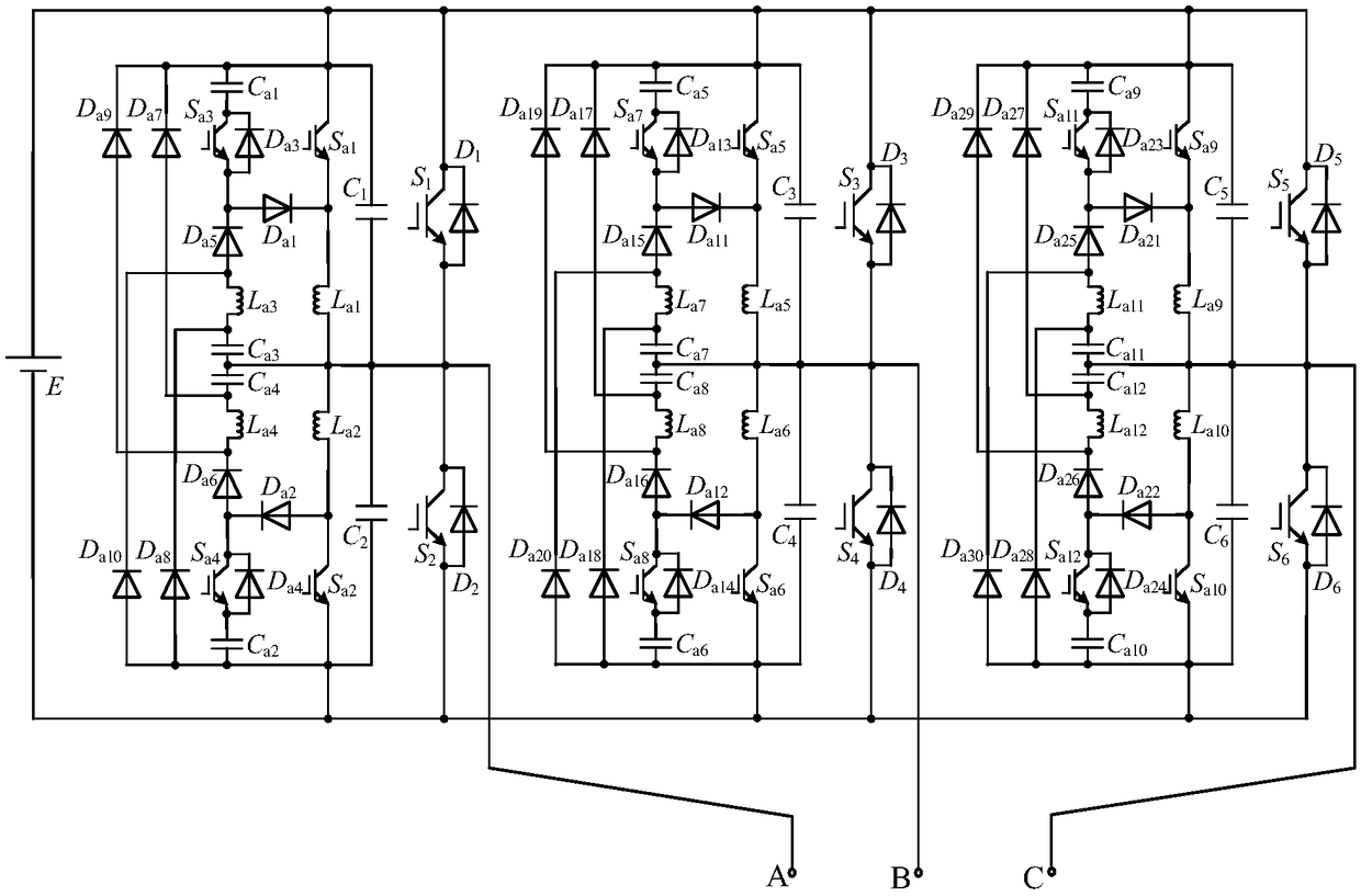 Improved dual-auxiliary resonant pole-type three-phase soft switch inversion circuit