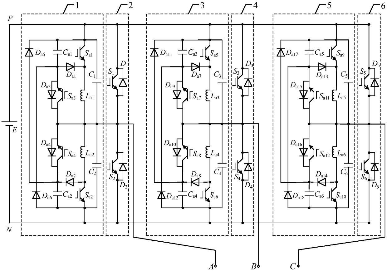 Improved dual-auxiliary resonant pole-type three-phase soft switch inversion circuit