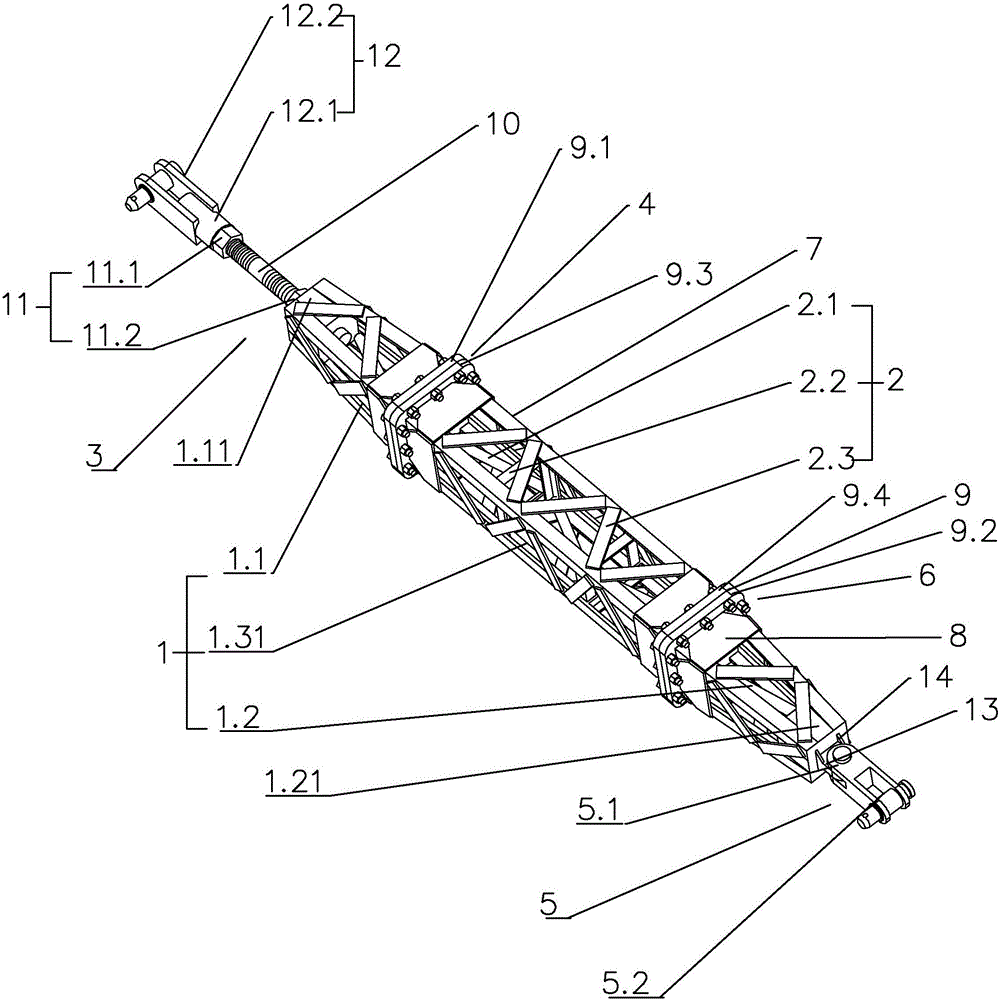 Split combined type tower crane wall attaching frame and installation method thereof