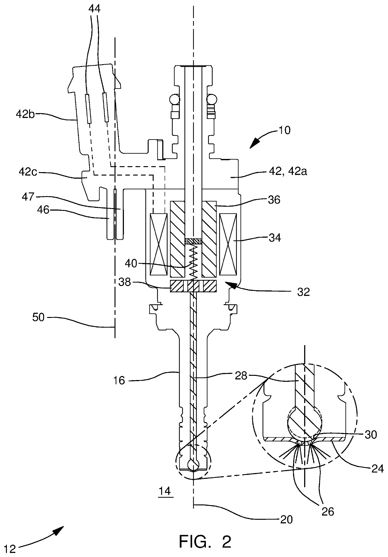 Fuel injector with locating pins, internal combustion engine using the same, and method