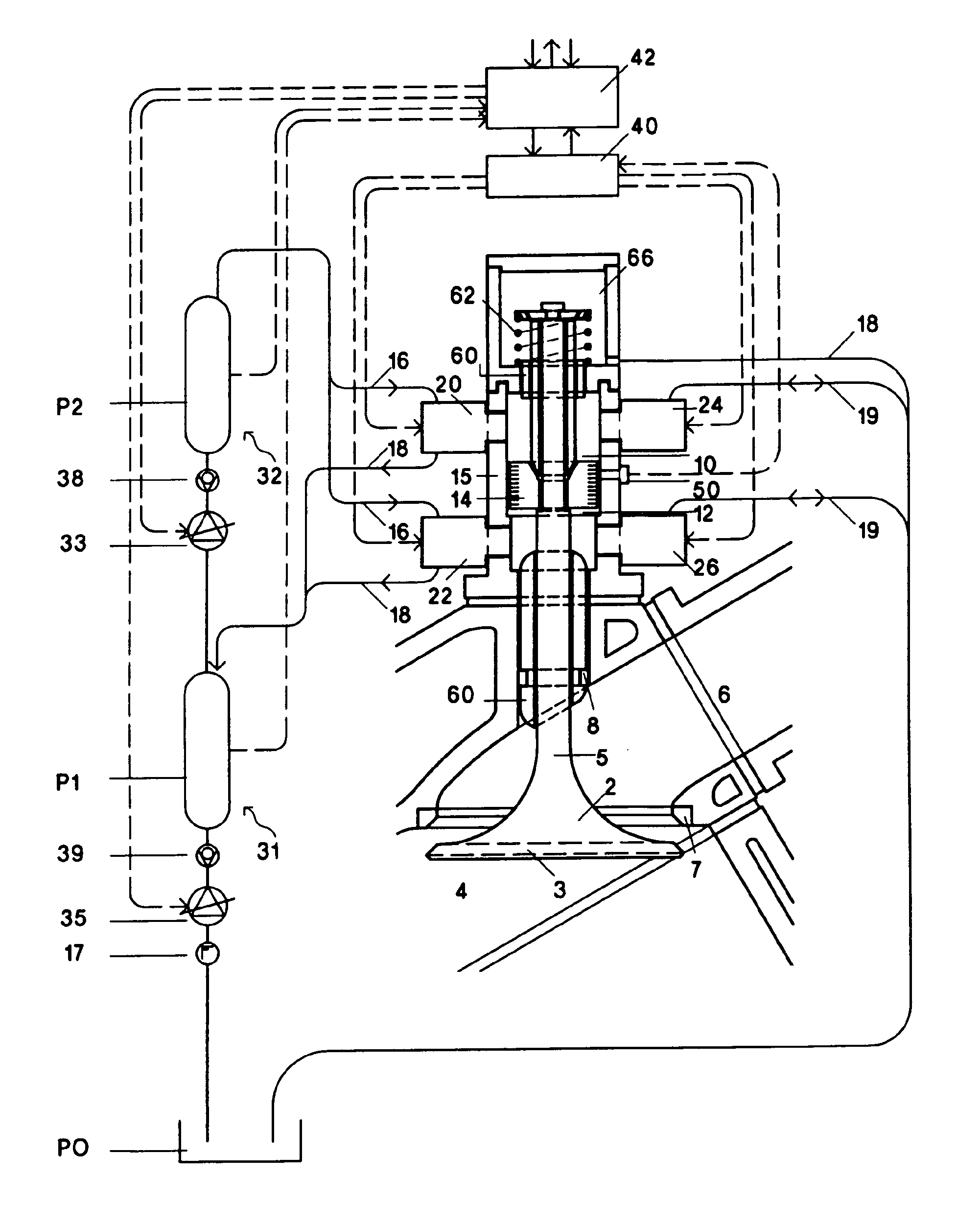 Hydraulically operated valve actuation and internal combustion engine with such a valve actuation