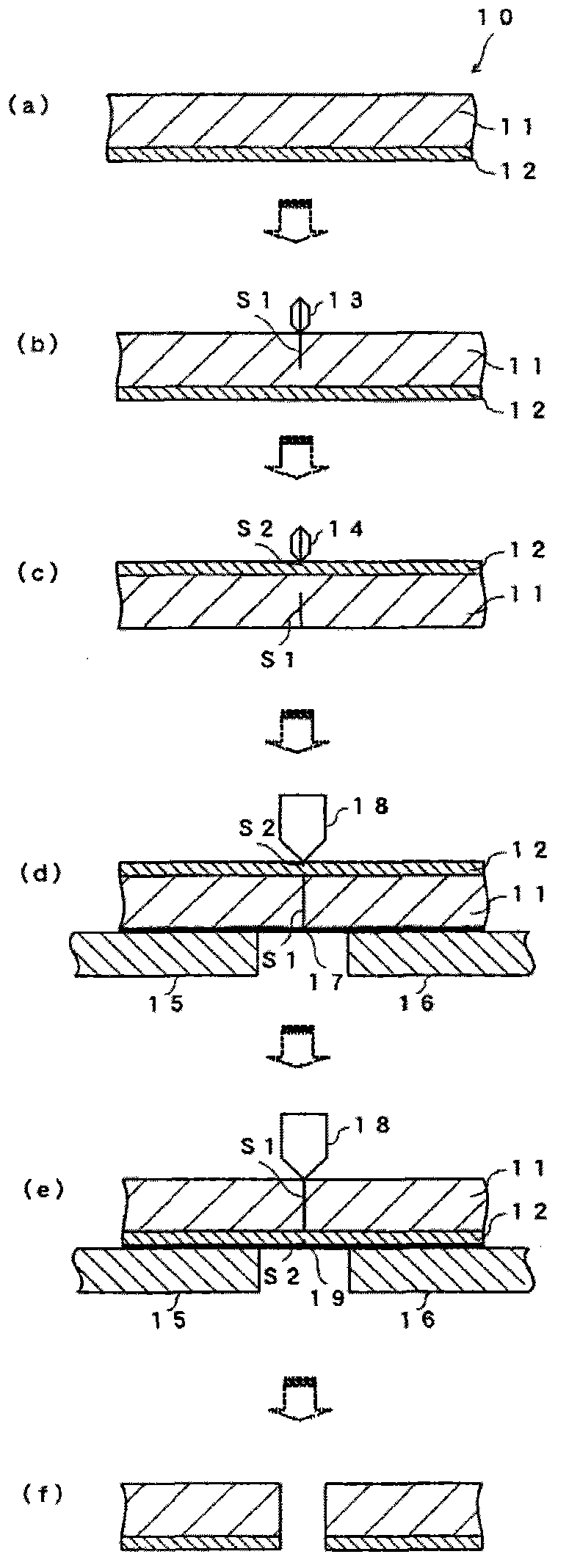 Lamination ceramic substrate breaking method