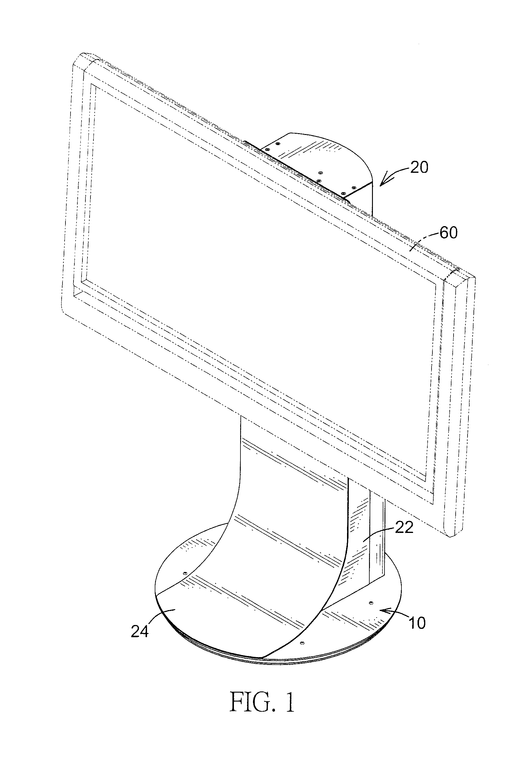 Electrically controlled vertically adjustable flat panel display bracket