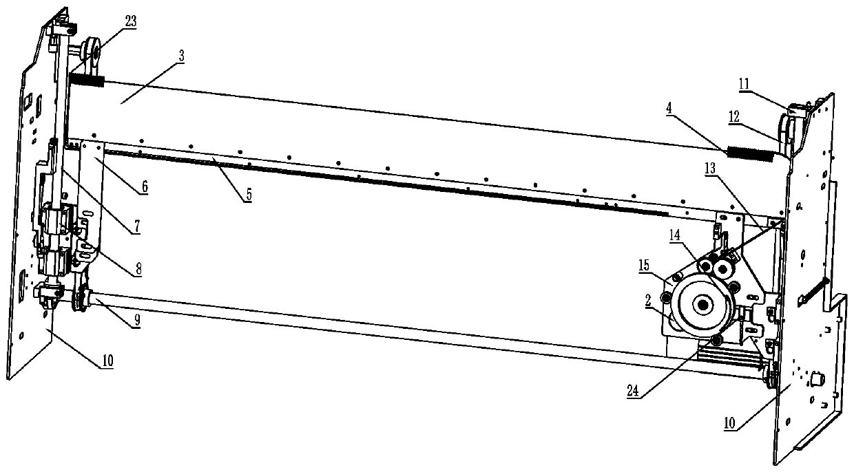 Single-motor-controlled waste-cotton-free bottom lifting device