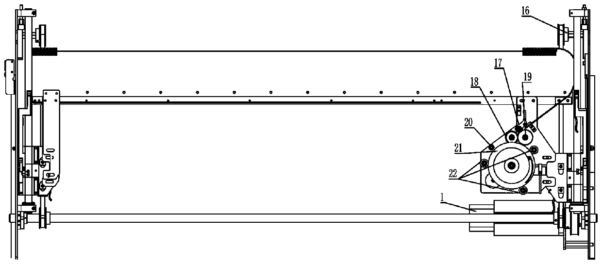 Single-motor-controlled waste-cotton-free bottom lifting device