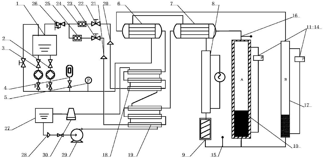 Device for testing supercritical water fluidized bed two-phase flow and heat-transfer characteristic