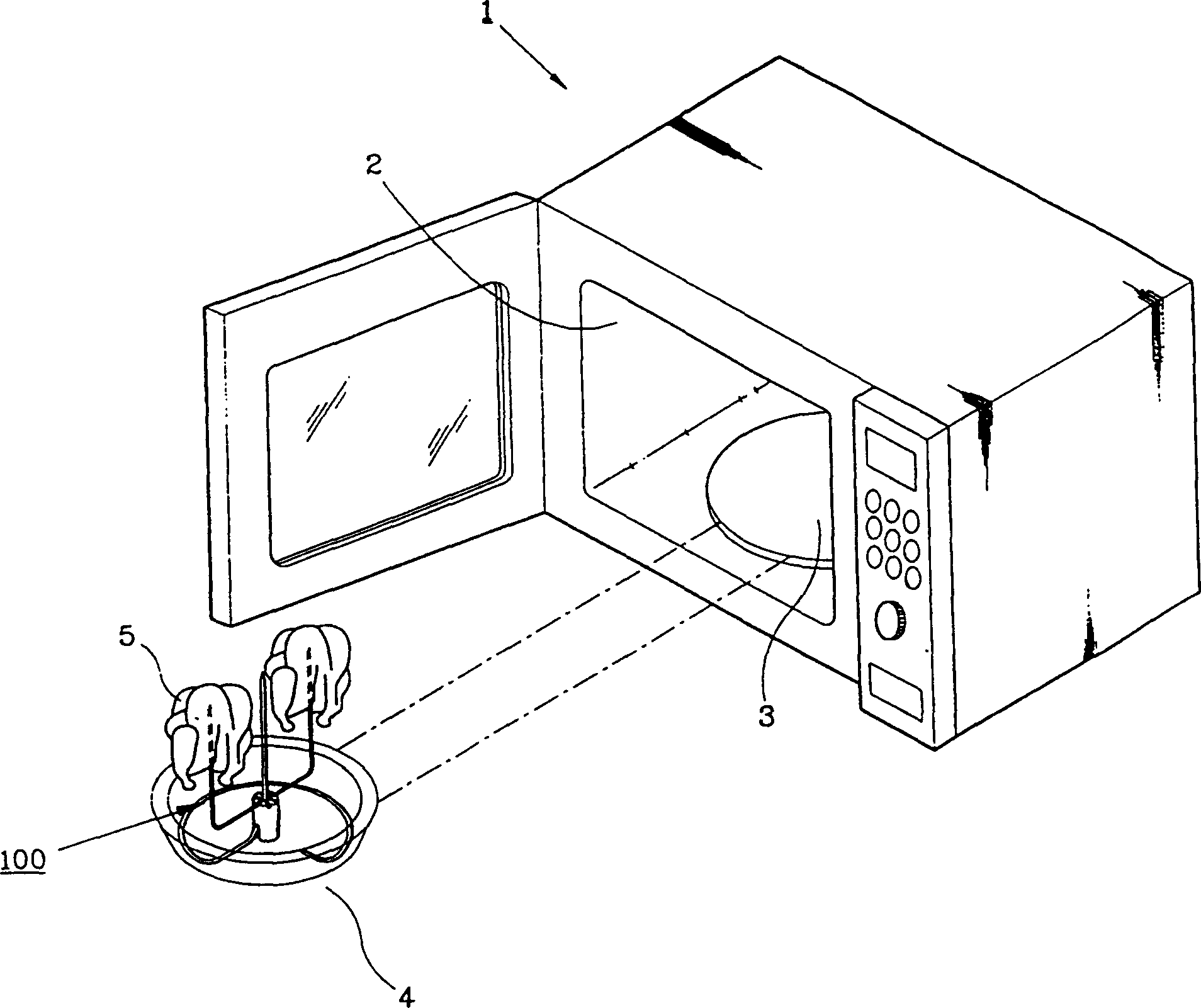 Spitting device for use in microwave oven