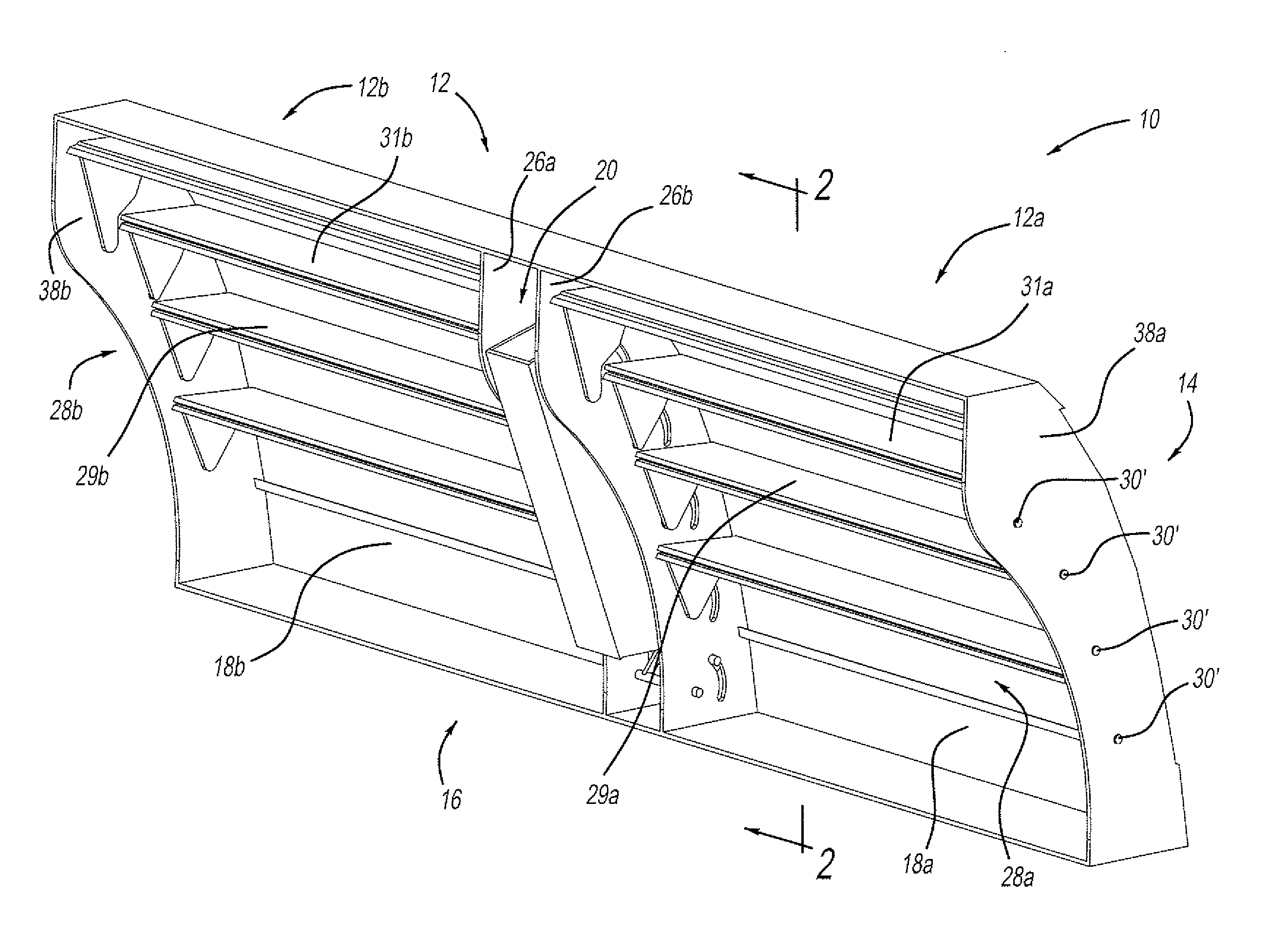 Active grille shutter for curved surface