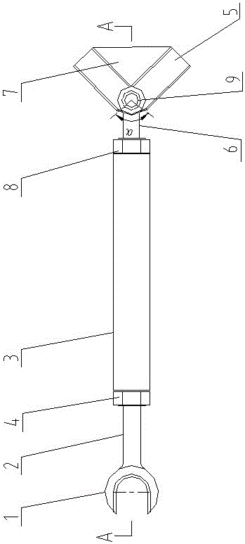 Disconnecting link opening range adjusting fixture with angle limitation