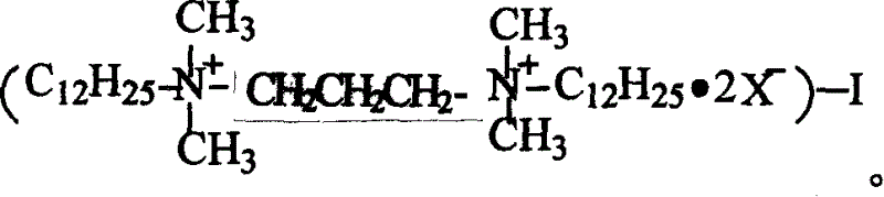 Bi-dodecyl double quaternary ammonium salt iodine attached bactericide