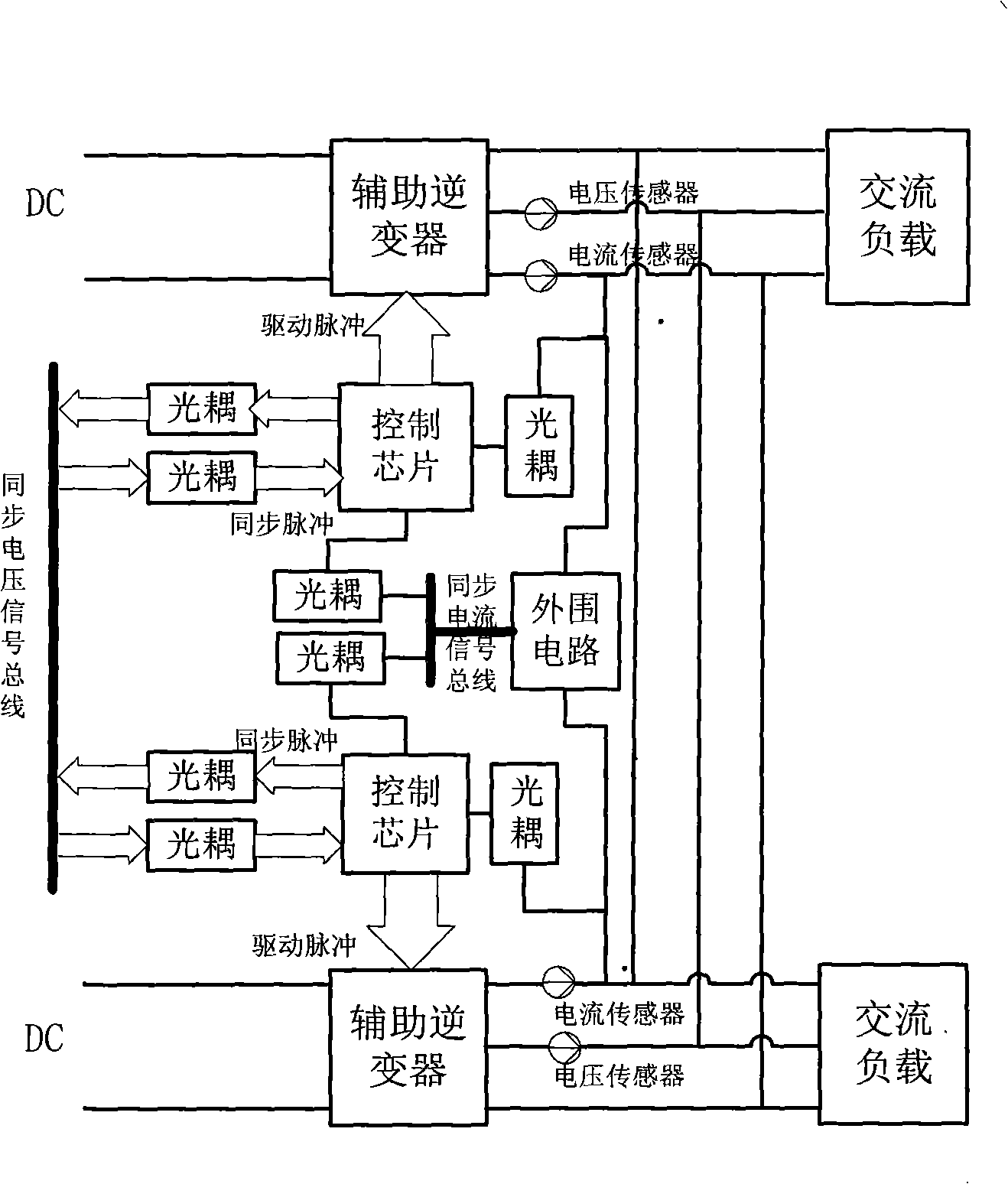 Light rail vehicle auxiliary inverse power supply parallel device and control method thereof