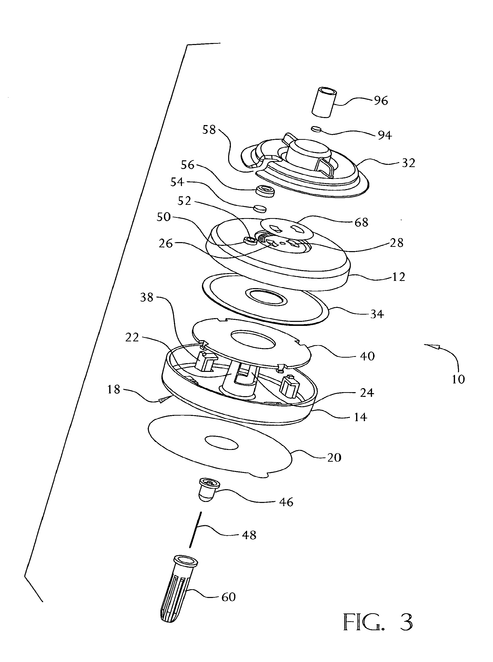 Constant rate fluid delivery device with selectable flow rate and titratable bolus button