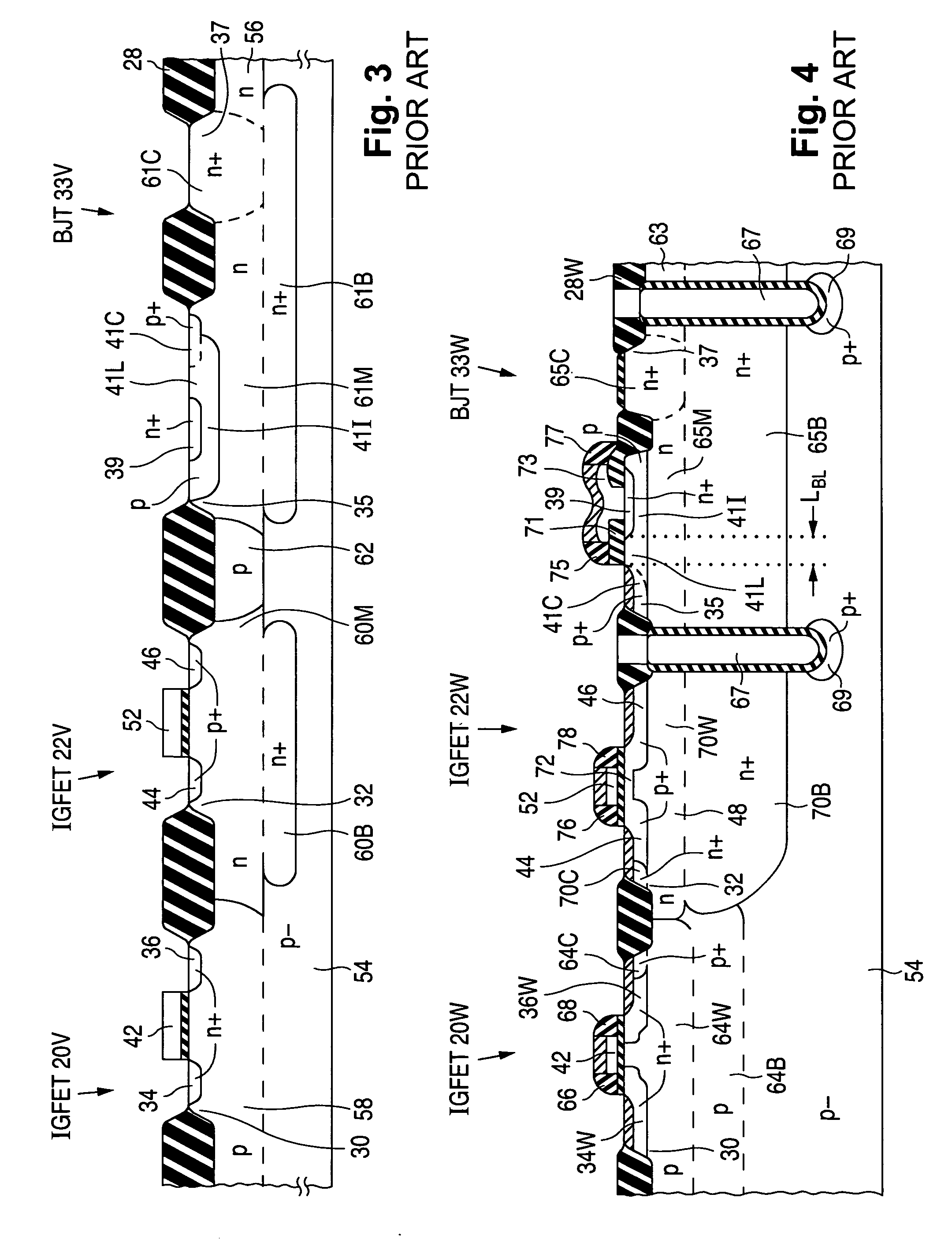 Configuration and fabrication of semiconductor structure having bipolar junction transistor in which non-monocrystalline semiconductor spacing portion controls base-link length