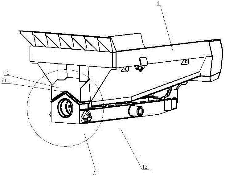 An articulated dump truck container assembly and its loading and unloading method