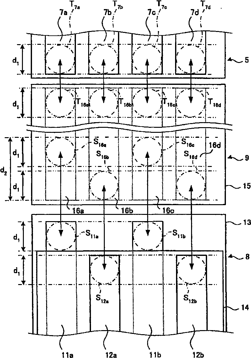 Relay connection member, inspection device and method of manufacturing relay connection member