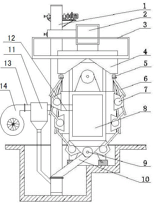 Environment-friendly shot-blasting cleaning machine having dust pre-separation function and using method thereof