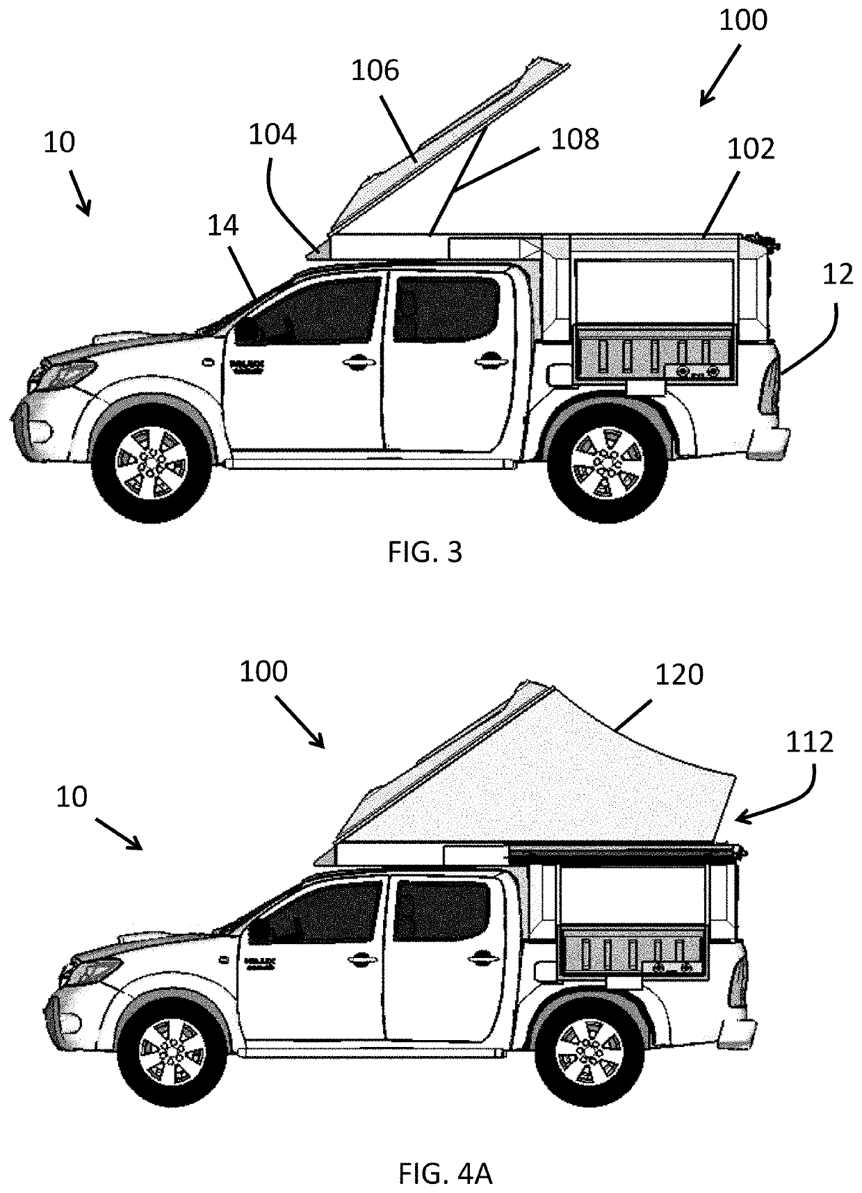Pop-up camper shell for pickup truck and vehicle roof