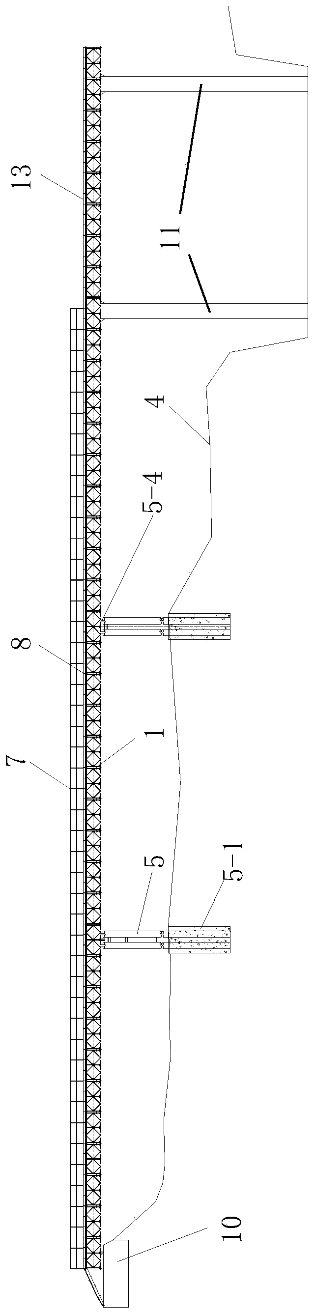 Hard rock and bare rock river bed trestle for deep water high pier and long span bridge construction and construction method