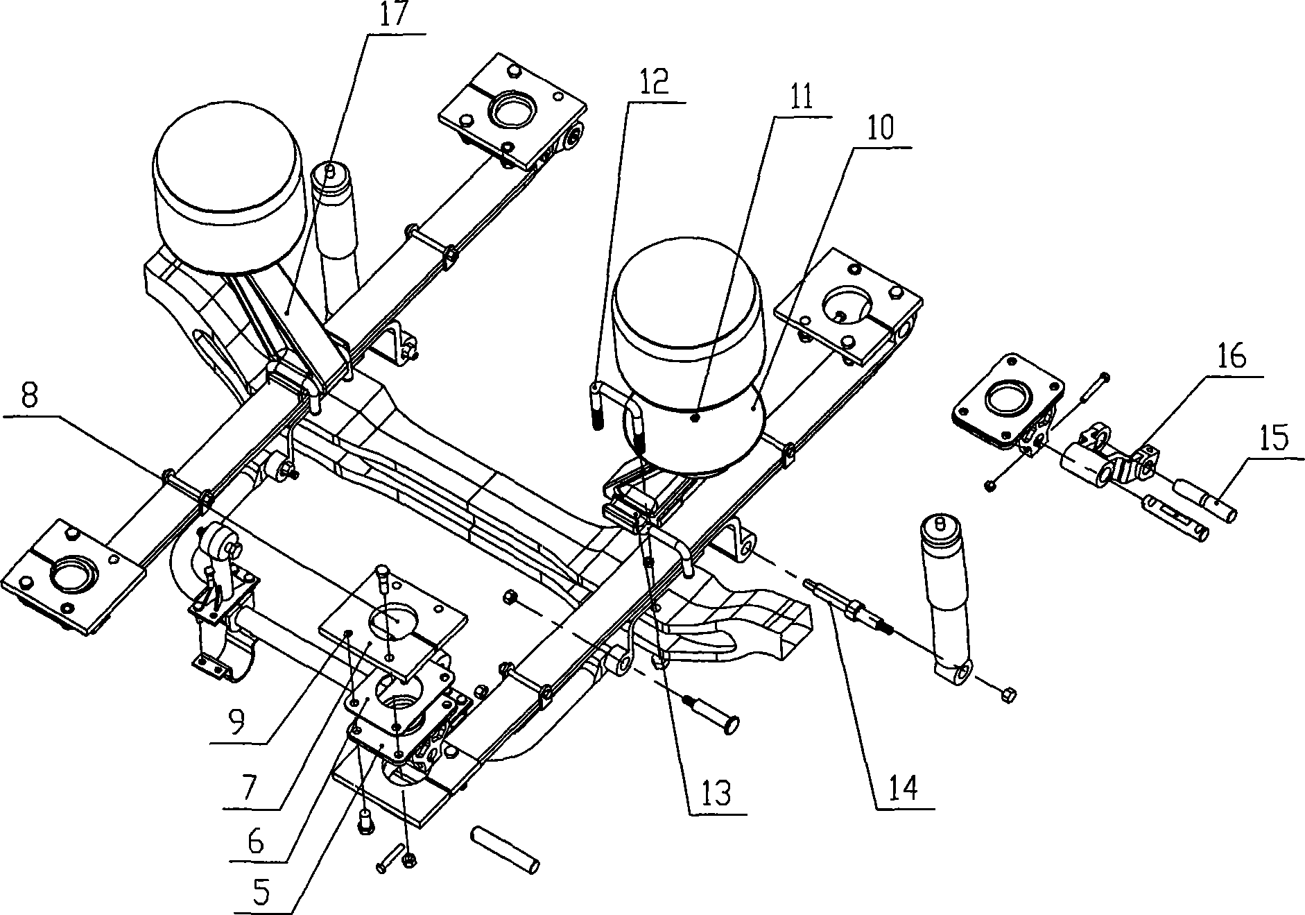 Special combined front suspension for large-scale bus