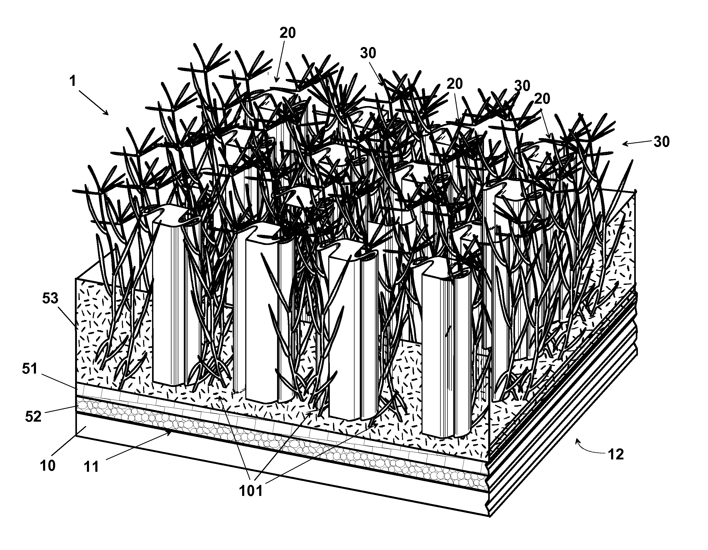 Mixed turf and method for its production