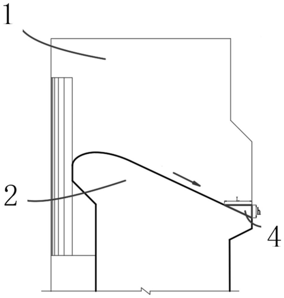 Collision energy dissipater structure with low side slope splashing strength and high energy dissipation efficiency