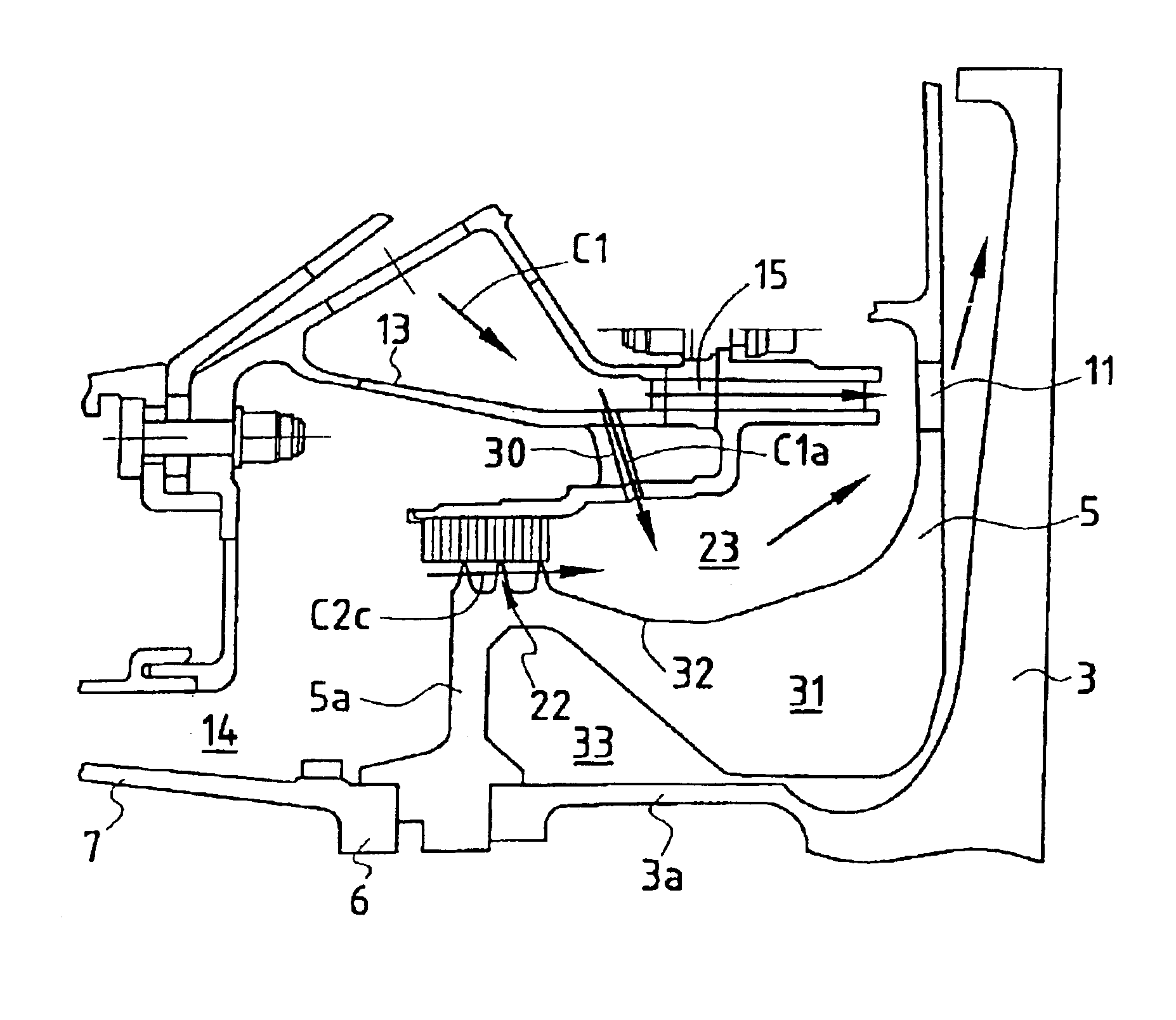 Cooling the upstream end plate of a high pressure turbine by means of a system of dual injectors at the end of the combustion chamber