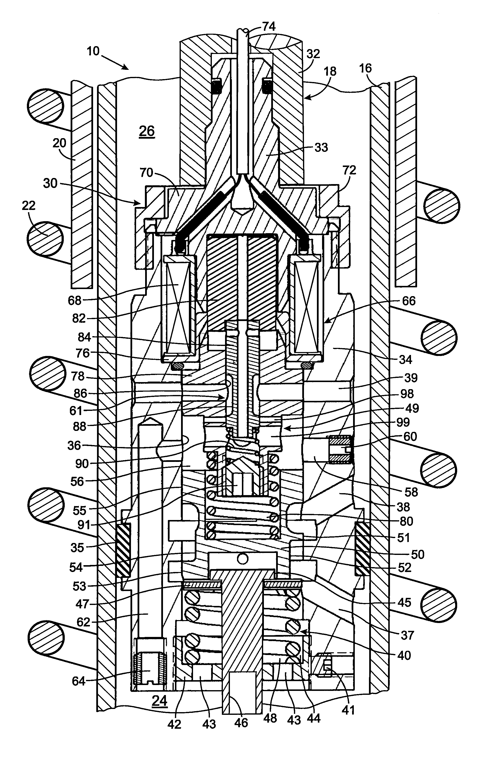 Hydraulic vibration damper piston with an integral electrically operated adjustment valve