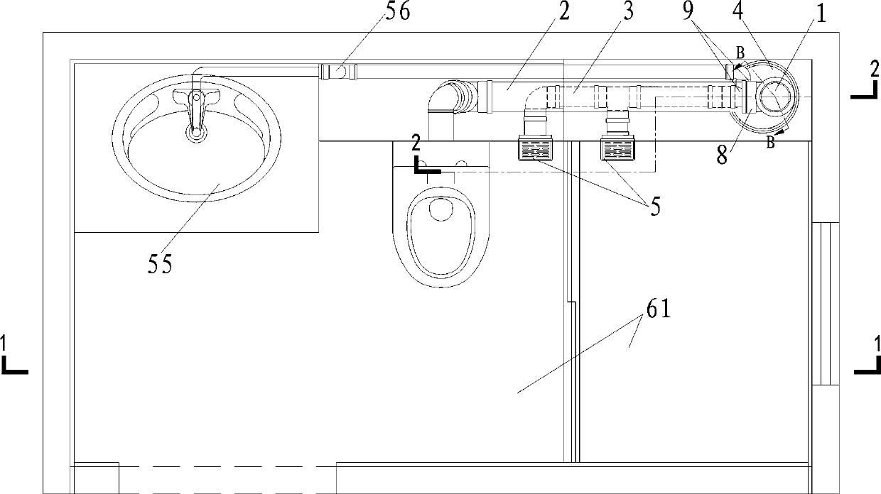 Toilet non-descending-floor same-layer drainage system