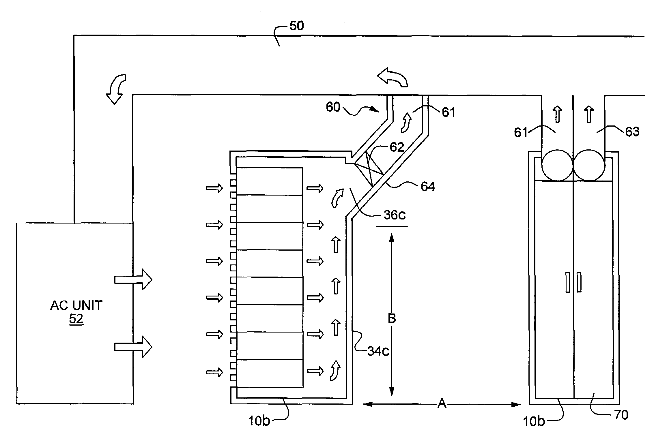 Assembly for extracting heat from a housing for electronic equipment