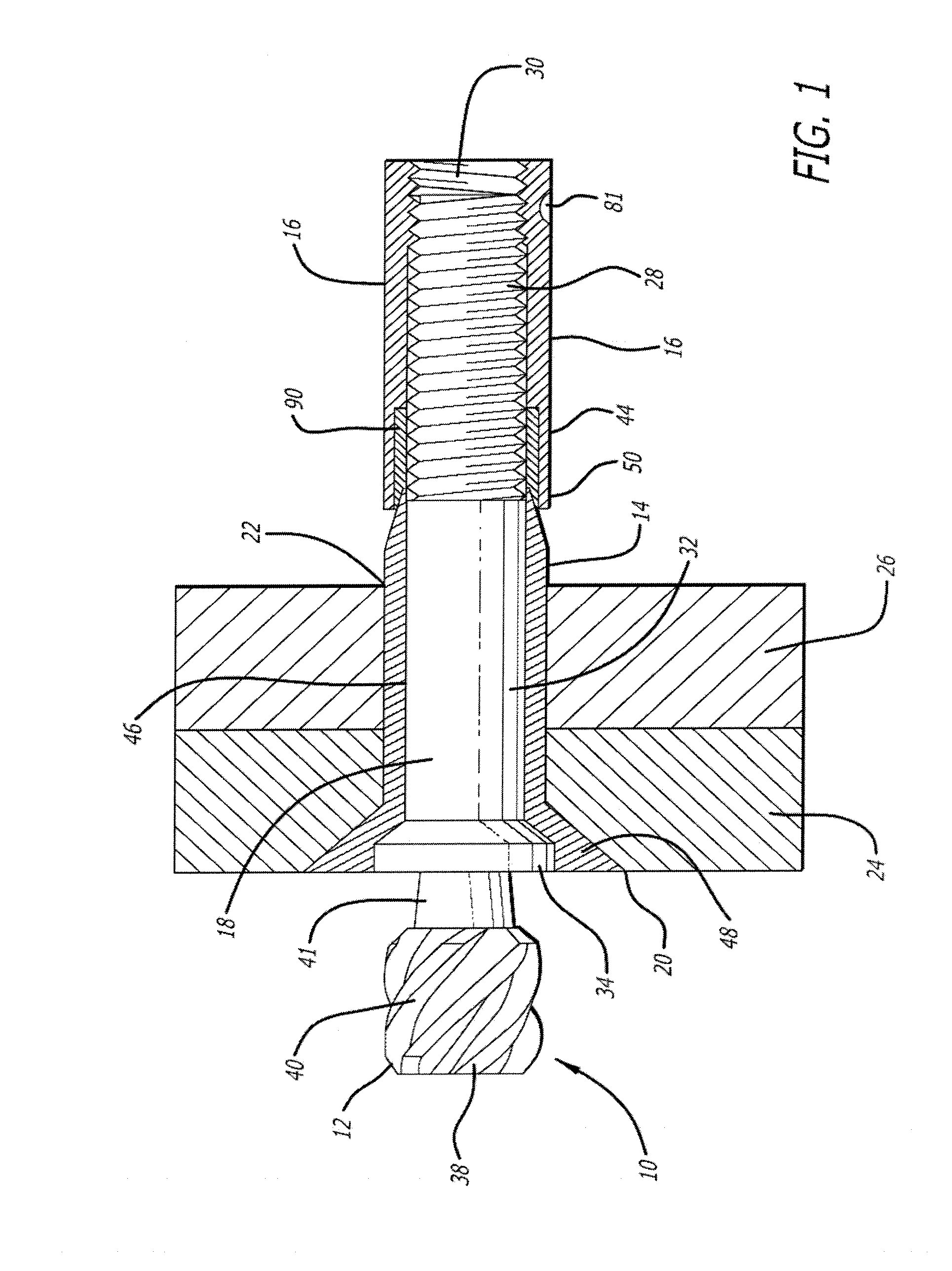 Blind fastener and nose assembly for installation thereof