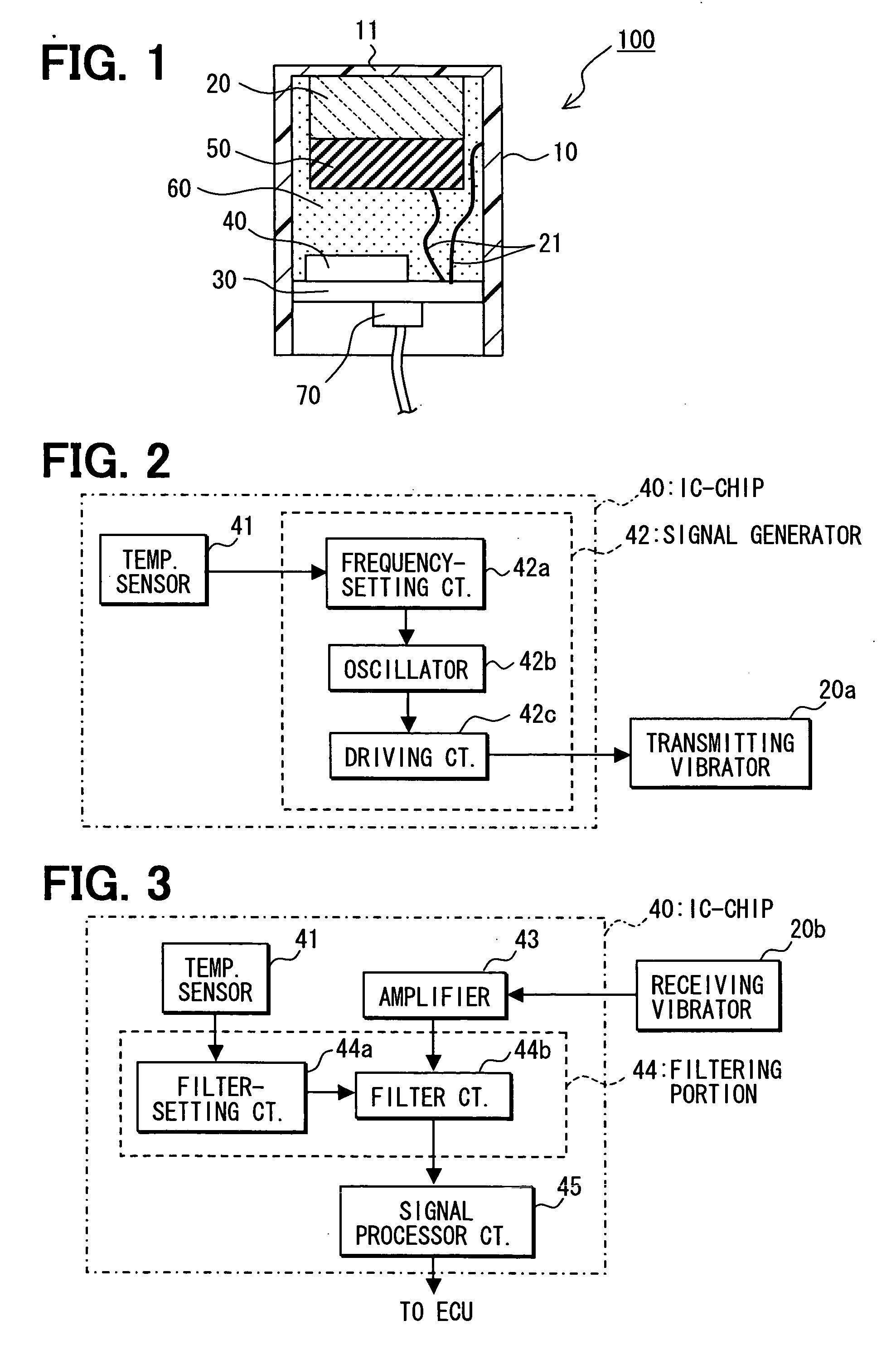 Ultrasonic sensor transmitting and receiving ultrasonic frequencies adjusted according to temperature